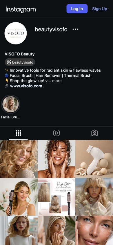 VISOFO Beauty Instagram profile in English